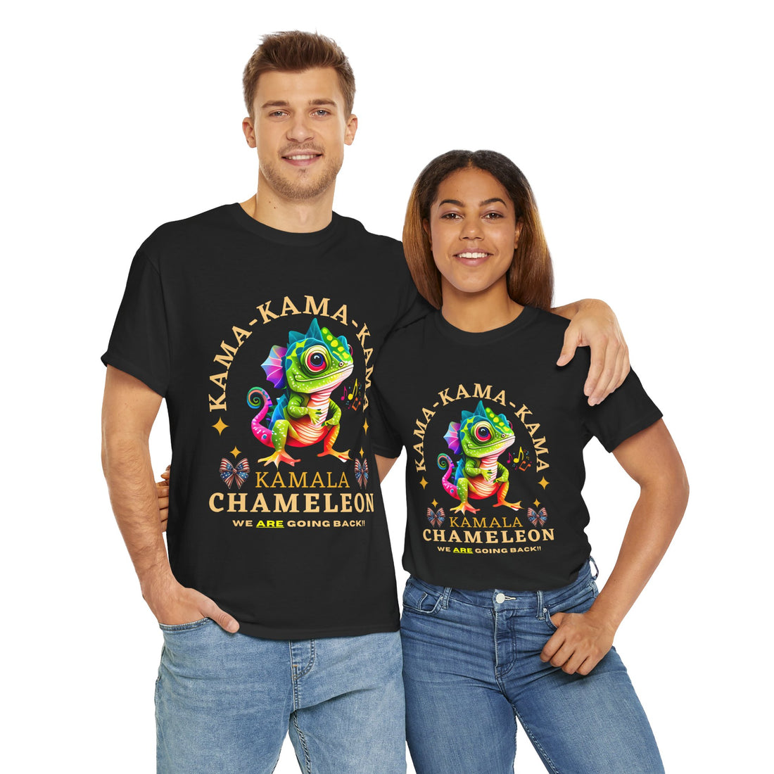 Kama-Kama-Kama Kamala Chameleon We Are Going Back Unisex Heavy Cotton Tee