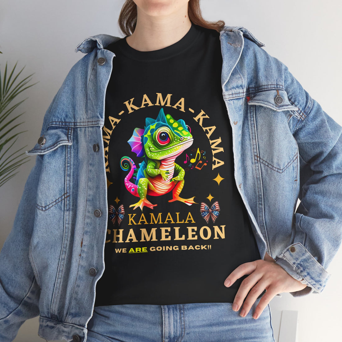 Kama-Kama-Kama Kamala Chameleon We Are Going Back Unisex Heavy Cotton Tee