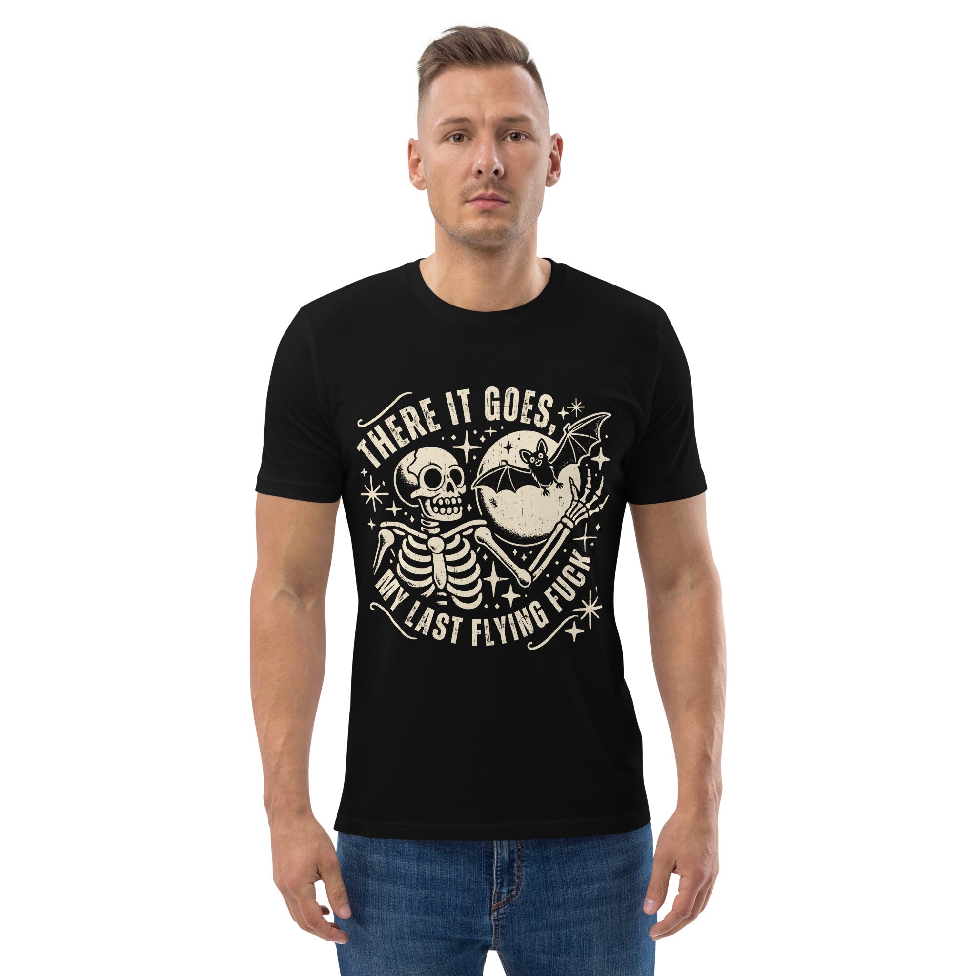 There It Goes My Last Flying Fuck Skeleton Unisex Organic Cotton T-shirt