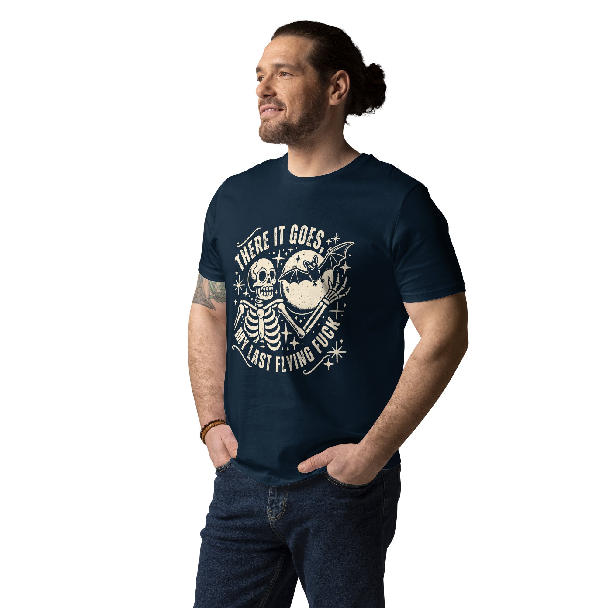 There It Goes My Last Flying Fuck Skeleton Unisex Organic Cotton T-shirt