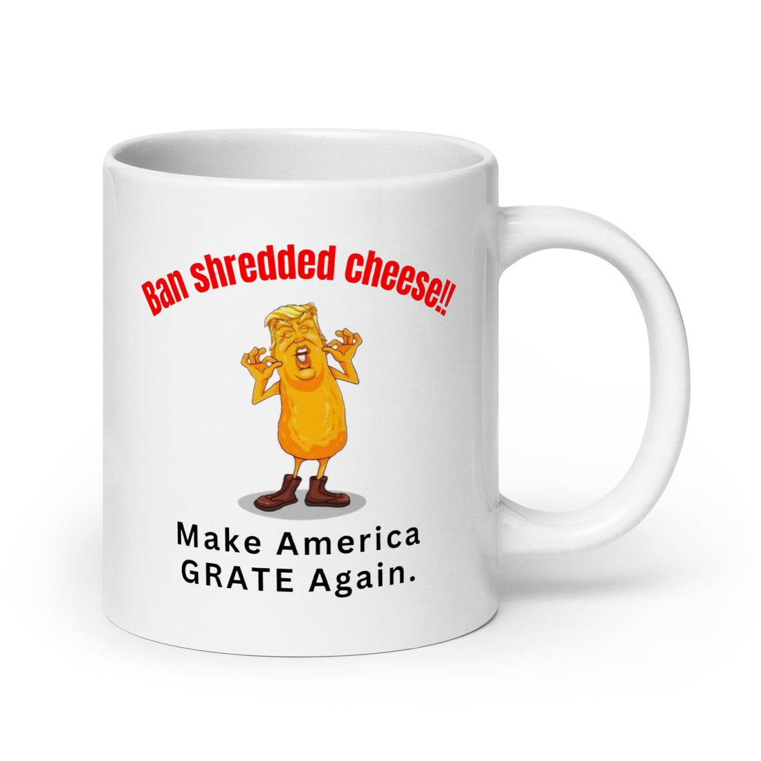 Novelty Coffee Mug Make America Grate Again Great Cheese Pun Shredder Shredded